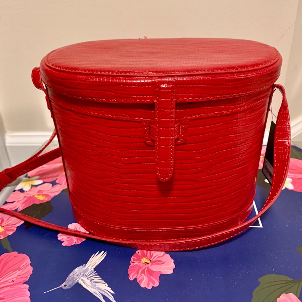 Brand new red bucket purse